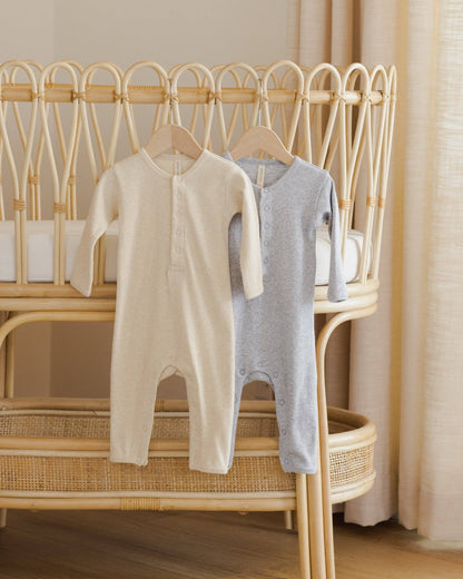 Ribbed Baby Jumpsuit - Oatmeal | Quincy Mae