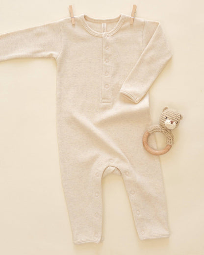 Ribbed Baby Jumpsuit - Oatmeal | Quincy Mae