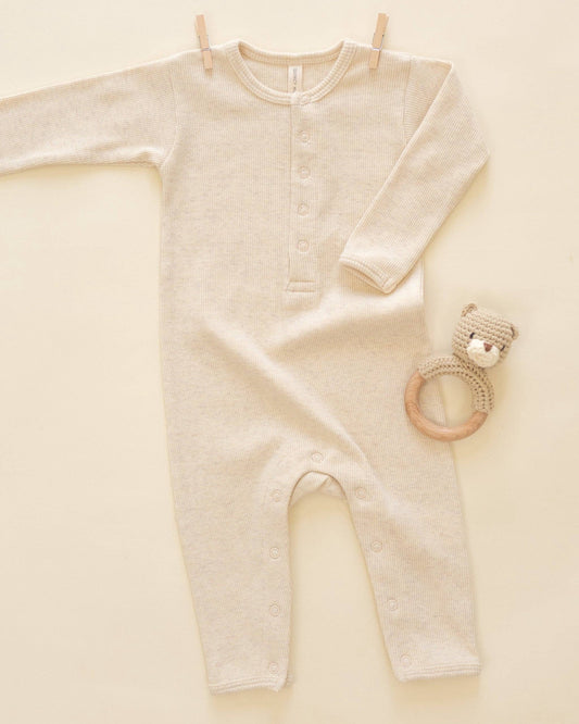 Ribbed Baby Jumpsuit - Oatmeal | Quincy Mae