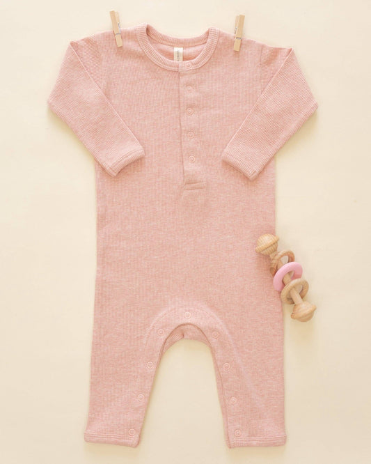 Ribbed Baby Jumpsuit - Rose | Quincy Mae