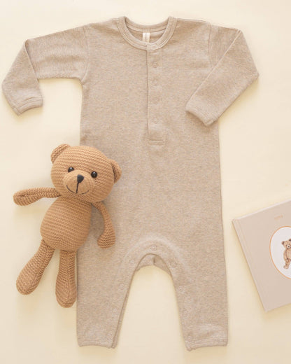Ribbed Baby Jumpsuit - Taupe | Quincy Mae