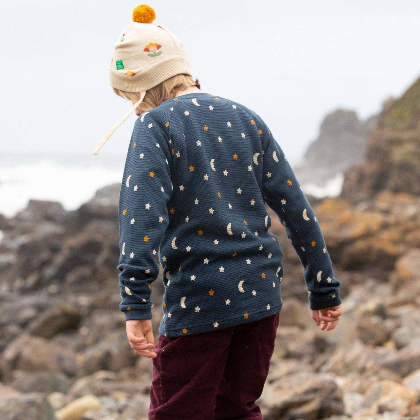 Navy Waffle Stars  Raglan Top | Little Green Radicals