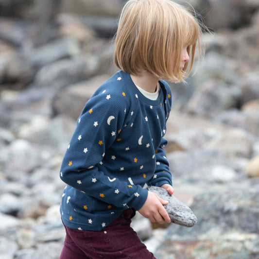 Navy Waffle Stars  Raglan Top | Little Green Radicals