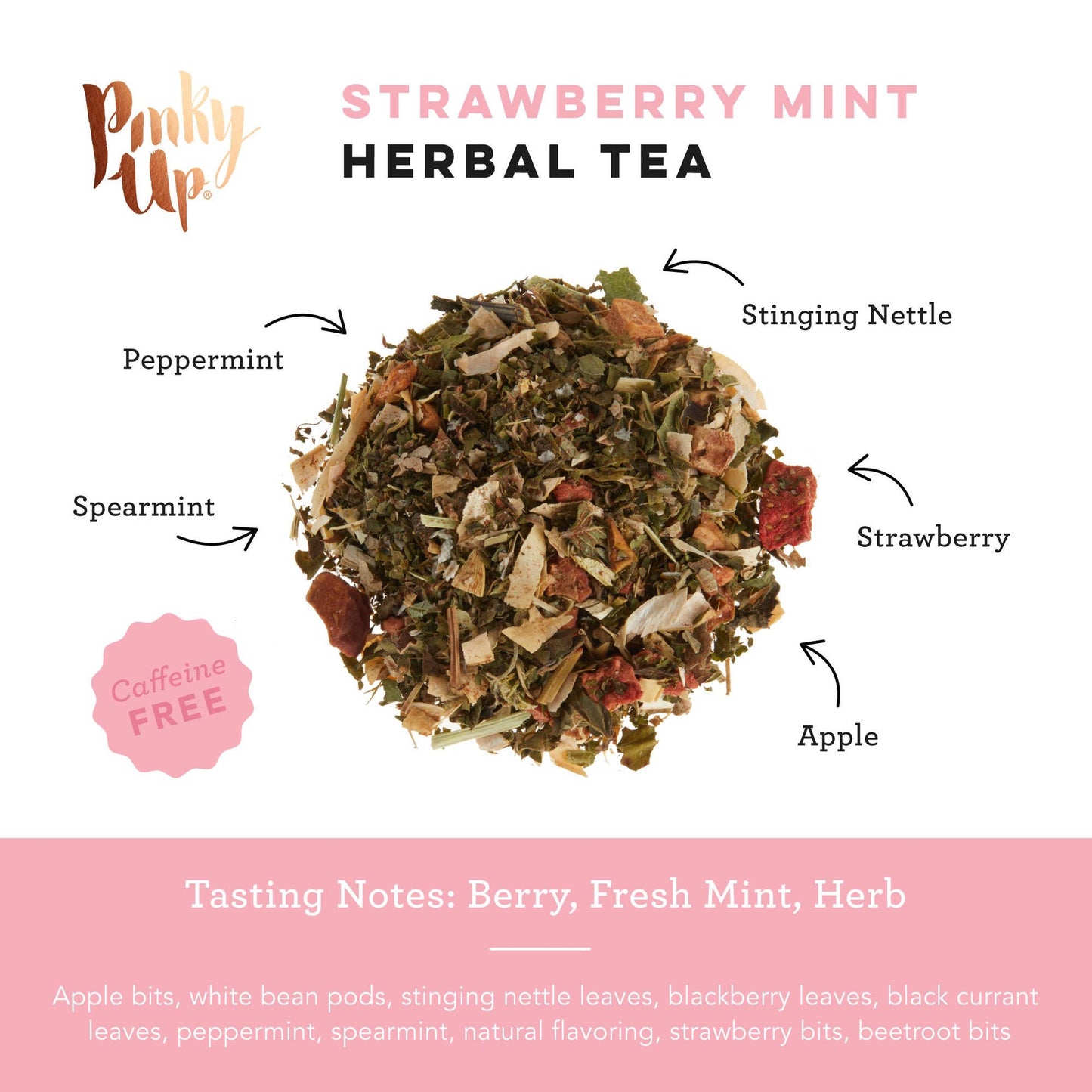 Strawberry Mint Herbal Tea Sachets | Pinky Up