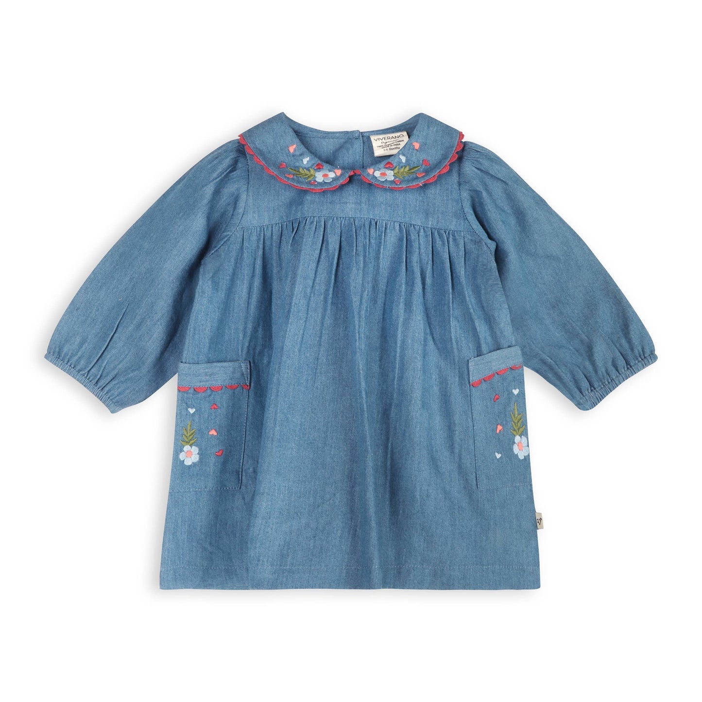 Ida Floral Embroidered Denim Dress & Bloomer | Viverano Organics