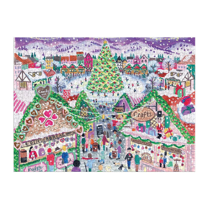 Michael Storrings Holiday Village Market Foil Puzzle (1000 Piece) | Galison