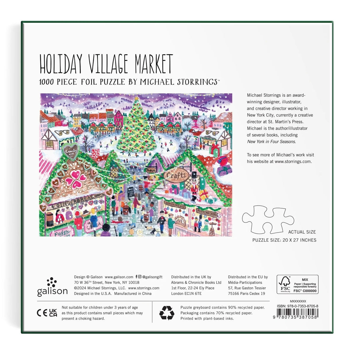 Michael Storrings Holiday Village Market Foil Puzzle (1000 Piece) | Galison