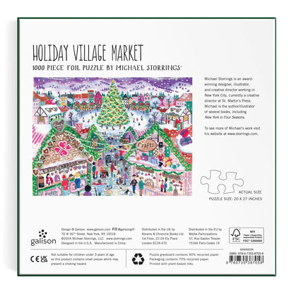 Michael Storrings Holiday Village Market Foil Puzzle (1000 Piece) | Galison