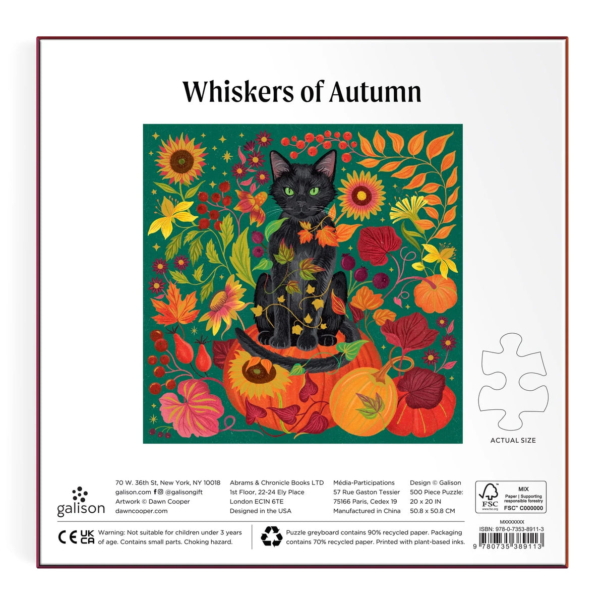 Whiskers of Autumns Foil Puzzle (500 Piece) | Galison