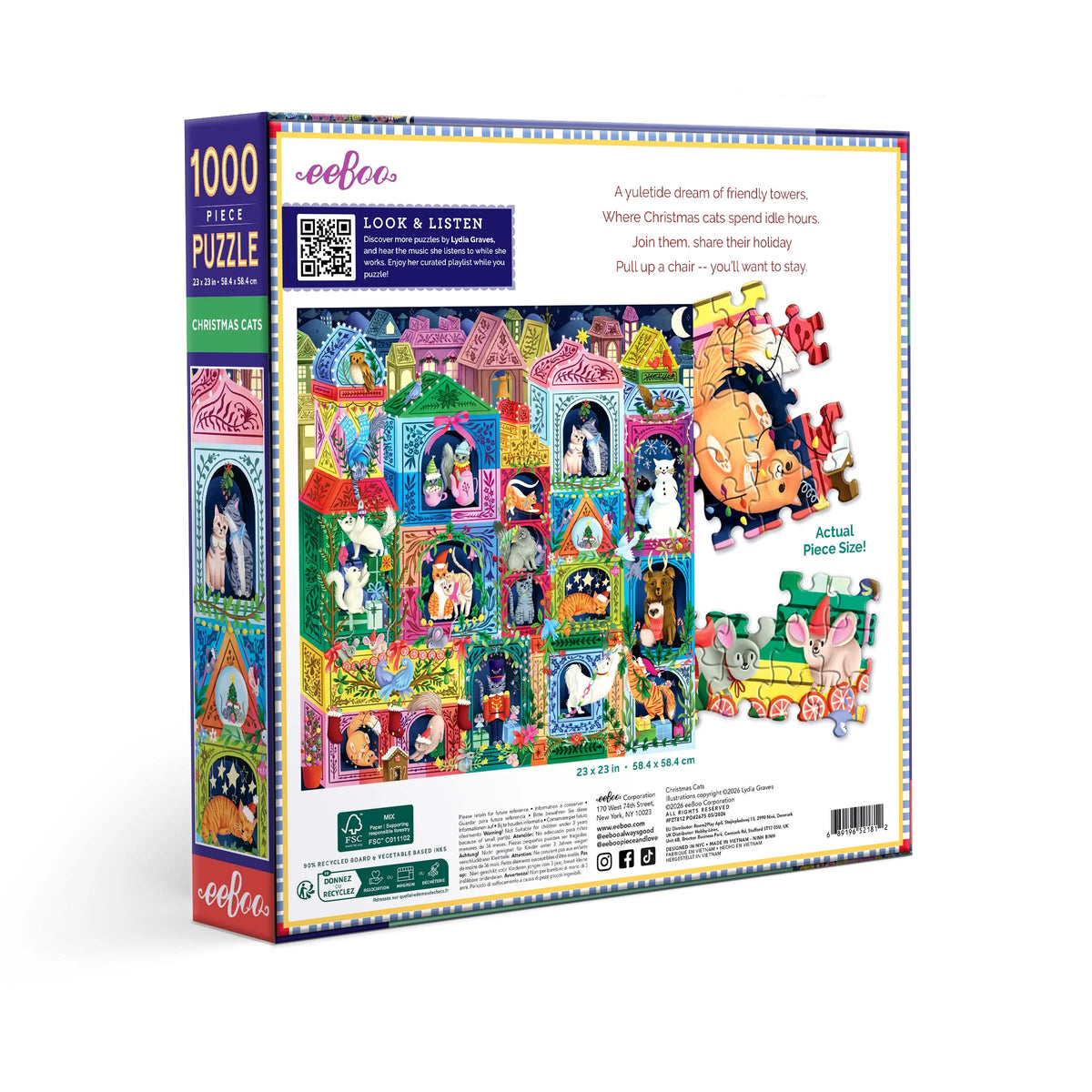 Christmas Cats Puzzle (1000pc) | Eeboo