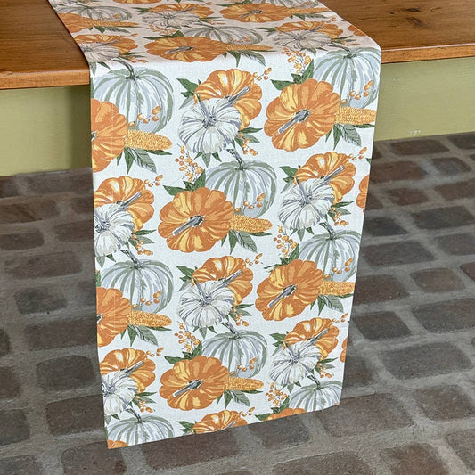 Pumpkin Watercolor Table Runner | Mahogany