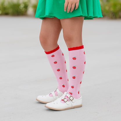 Apple Scalloped Knee Socks | Little Stocking Co.