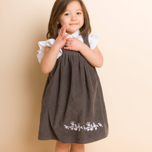Pinafore Dress - Gray Corduroy | Beet World