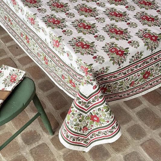 Holly & Berry Ivory Tablecloth | Mahogany