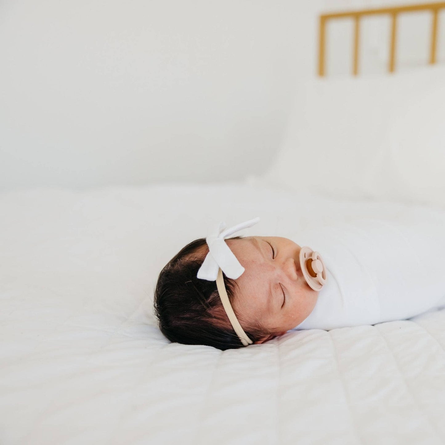 Dove Ribbon Baby Bow | Copper Pearl