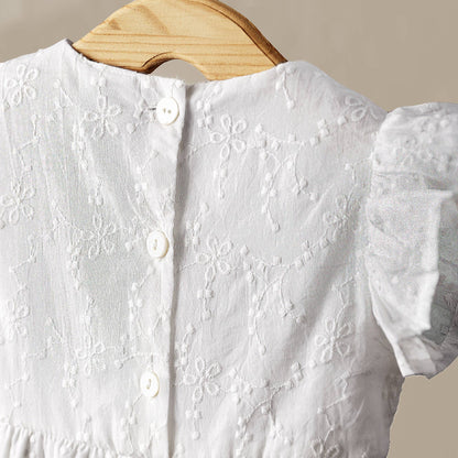 Charlotte Embroidered Cotton Romper | Tesa Babe