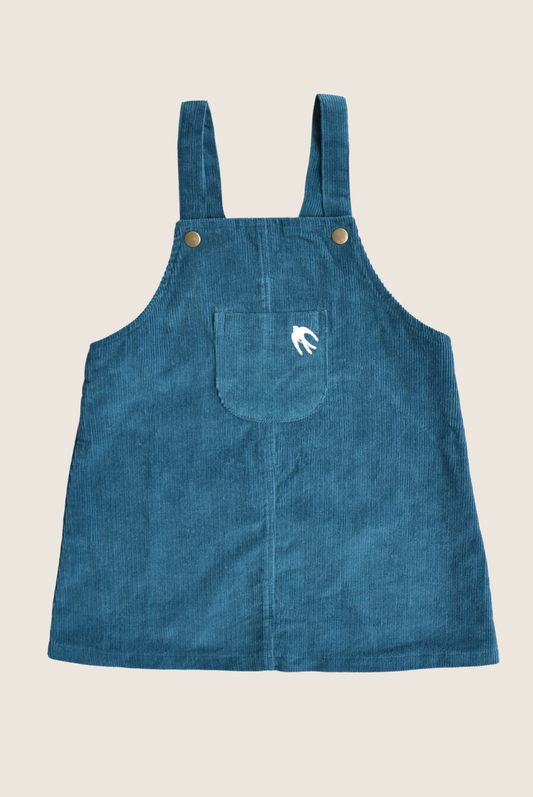 Embroidered Blue Corduroy Dress | Eli & Nev