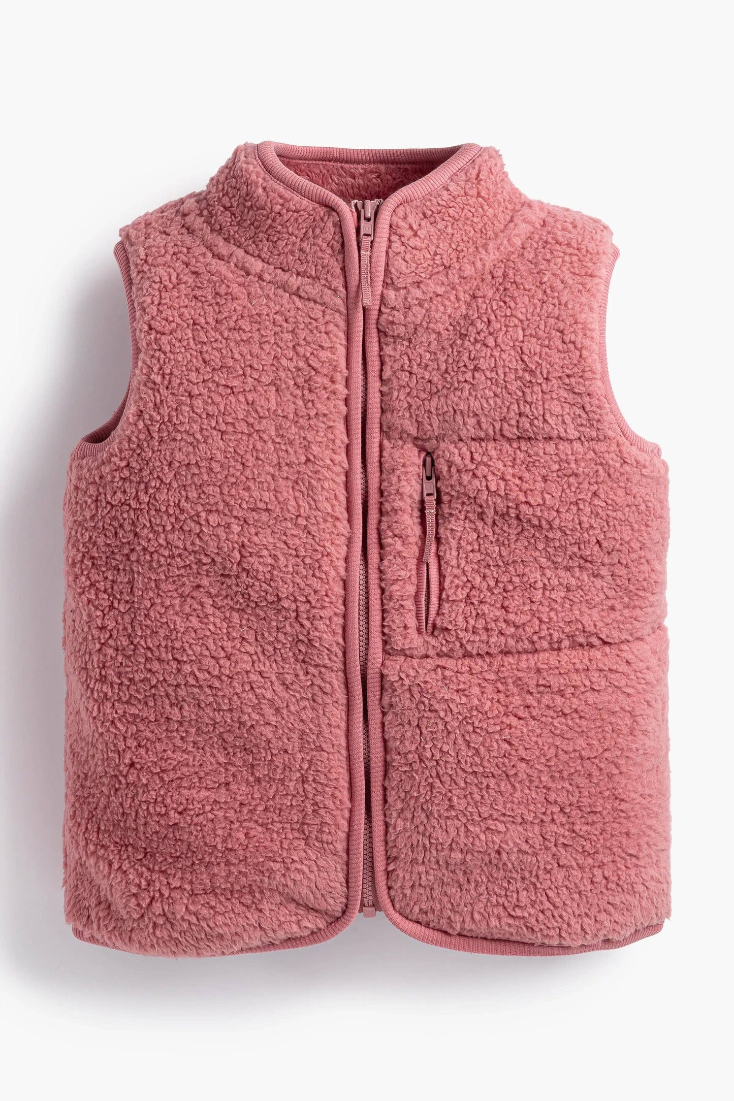Mauve Pink Sherpa Vest | Monica + Andy