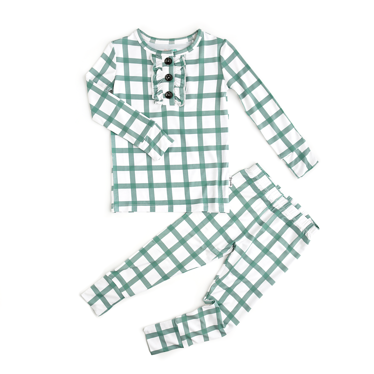 Joy Green Plaid Ruffle Bamboo Pajama Set | Gigi & Max