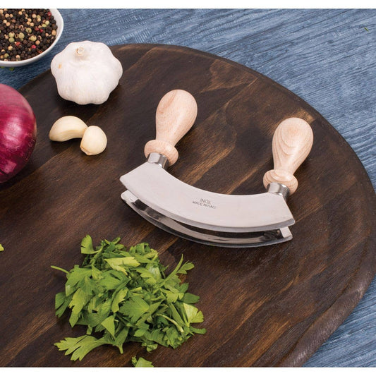 Fantes Aunt Marisa's Double Mezzaluna Knife | HIC Kitchen