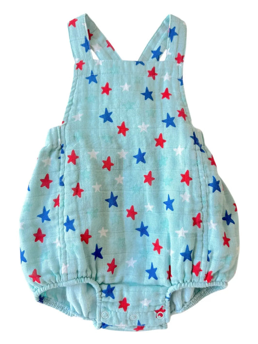 Blue Splendid Stars Muslin Sunsuit | Siix Collection