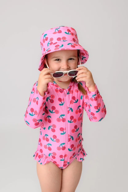 Cherry Ruffled Rash Guard Swimsuit | ZOOCCHINI