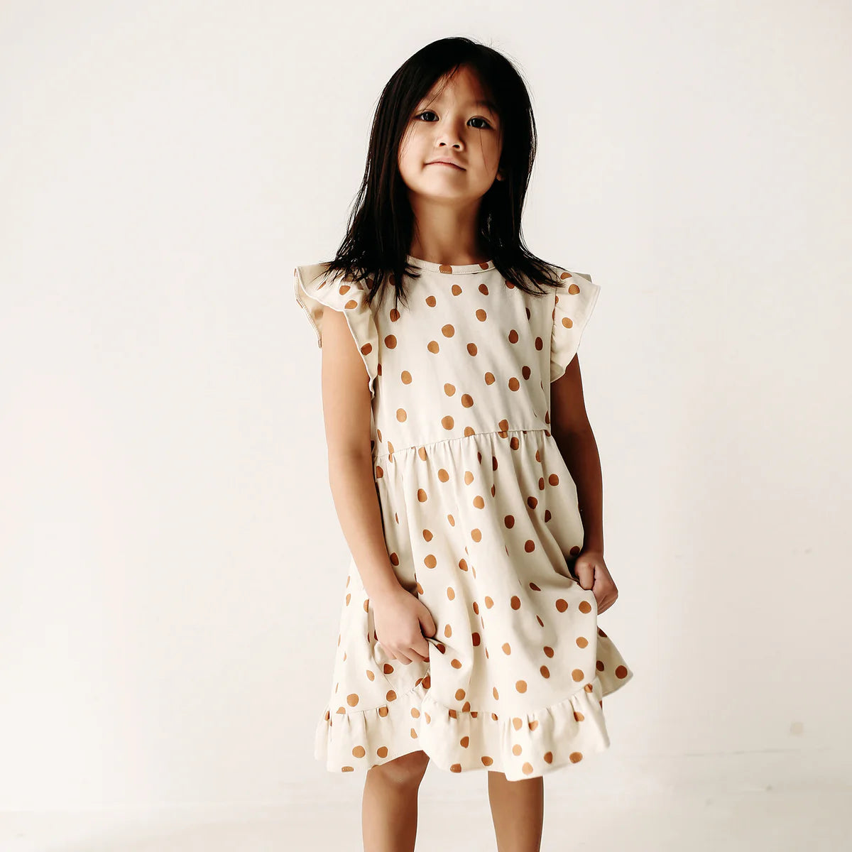 Saffron Ruffle Dot Dress | City Mouse