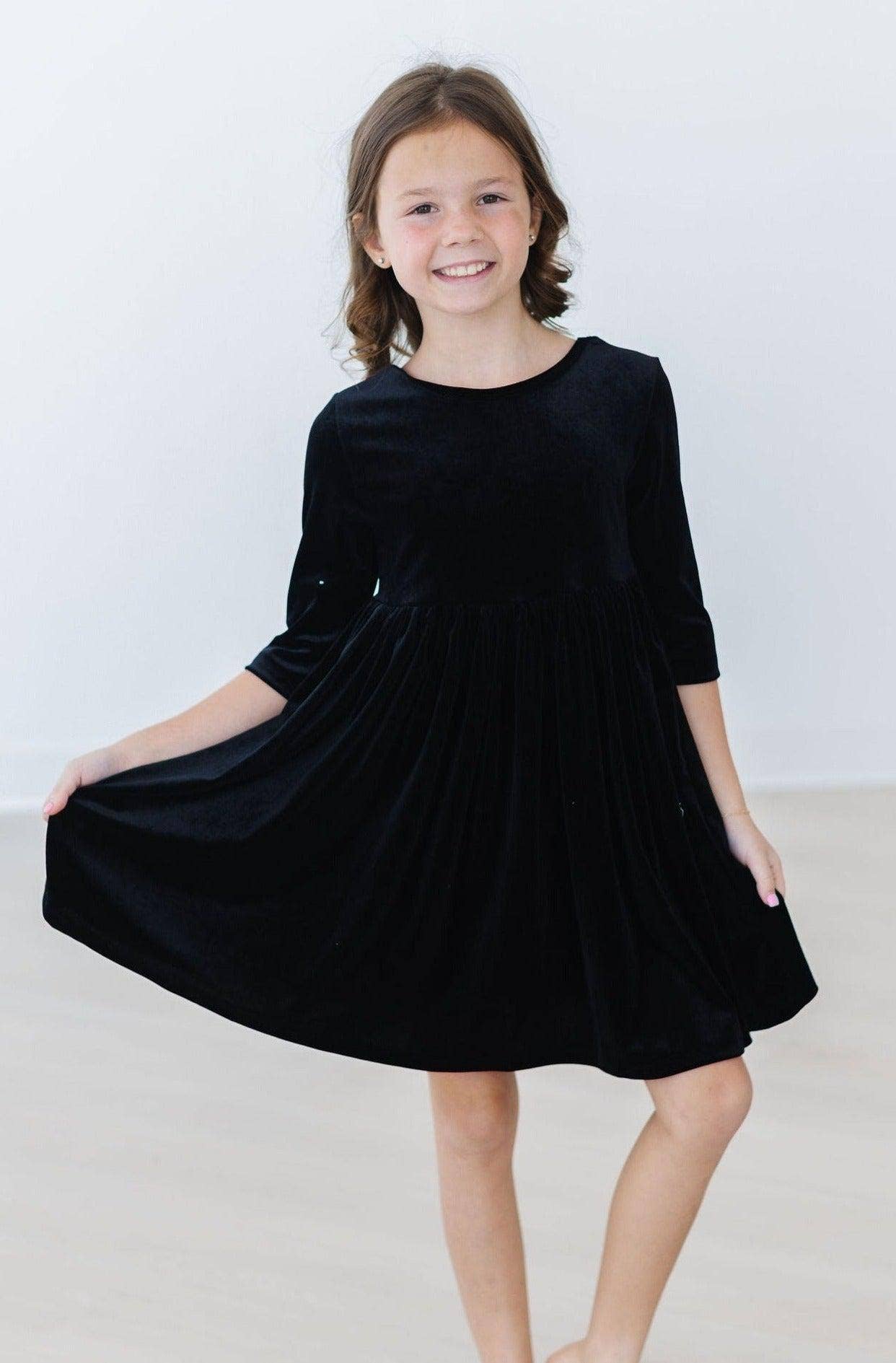 Black Velvet Twirl Dress | Mila & Rose