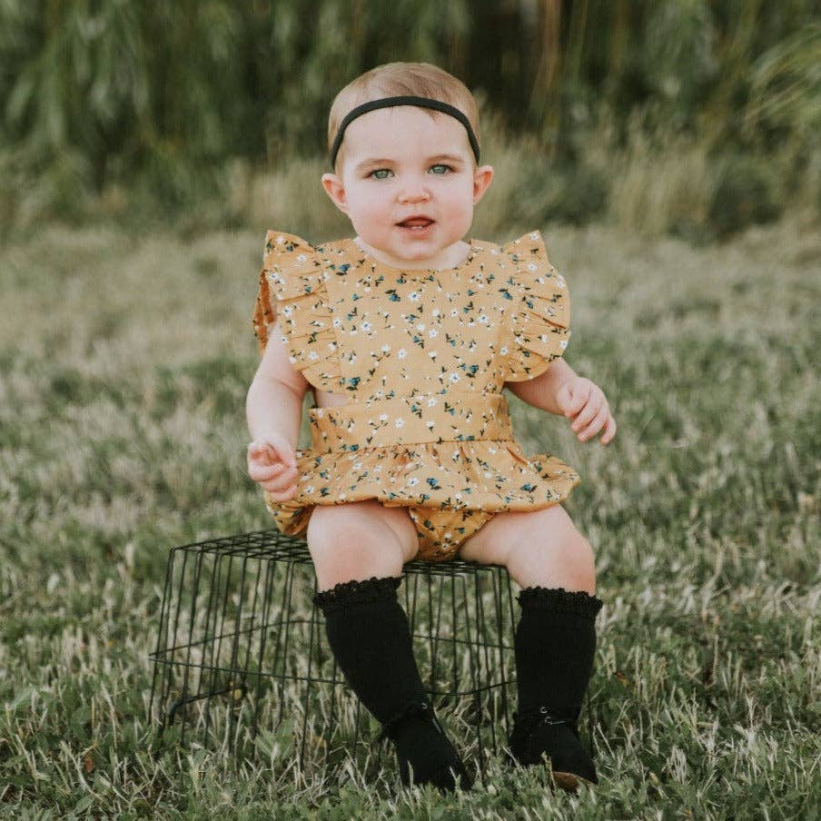 Black Lace Top Knee High Socks | Little Stocking Co.
