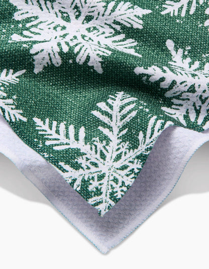 Snowy Days Green Tea Towel | Geometry