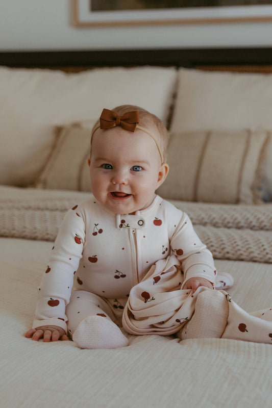 Cherry Apple Organic Zipper Footie | L'ovedbaby