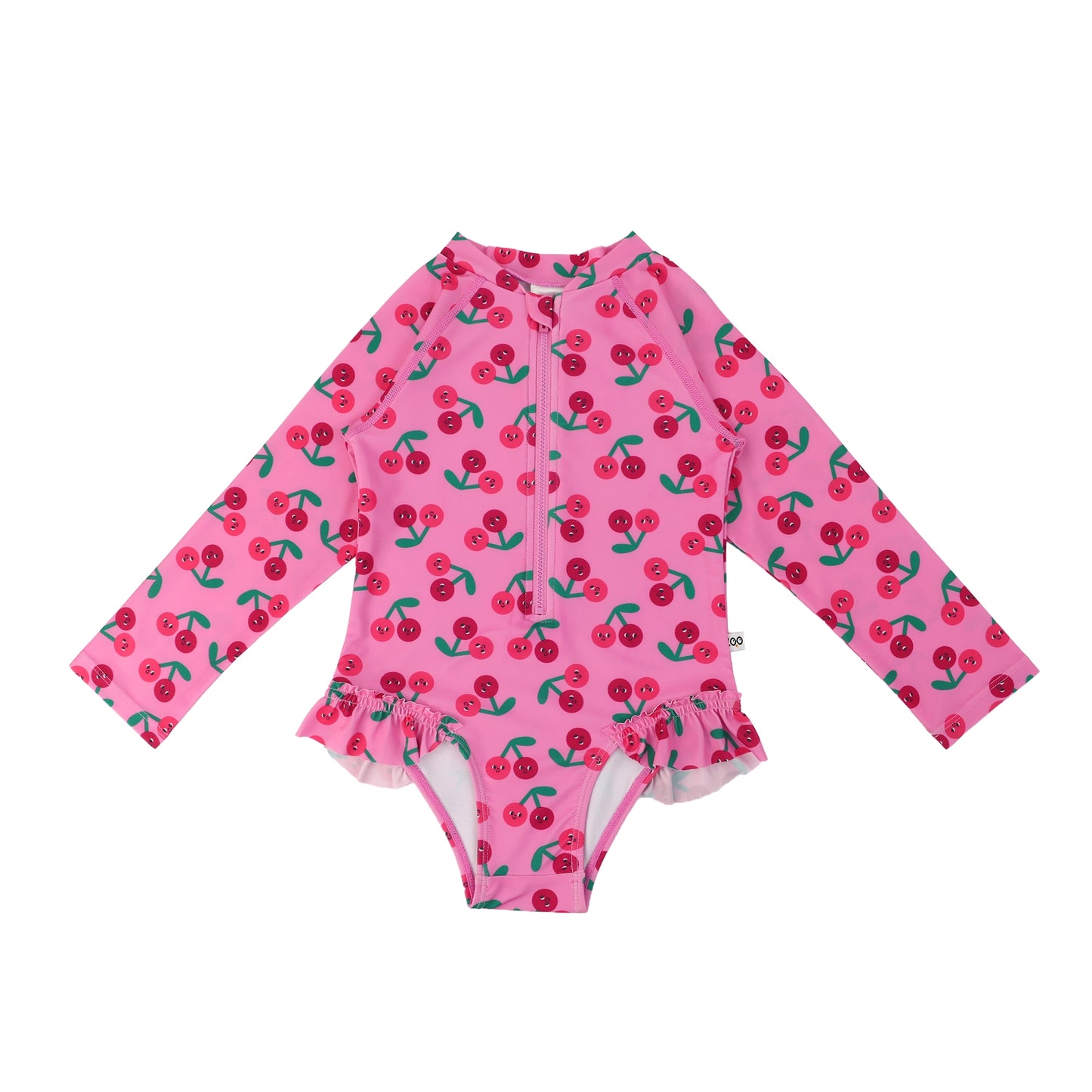Cherry Ruffled Rash Guard Swimsuit | ZOOCCHINI