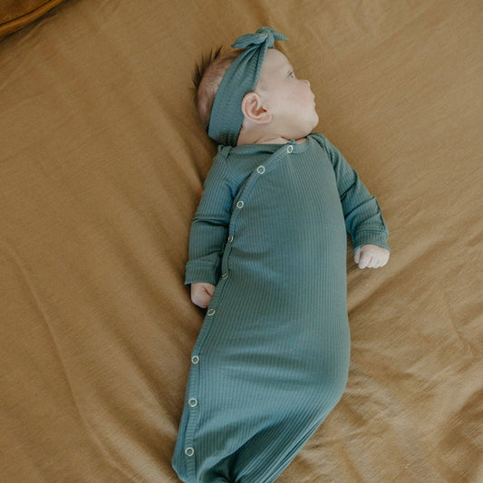 Moss Newborn Knotted Gown | Copper Pearl