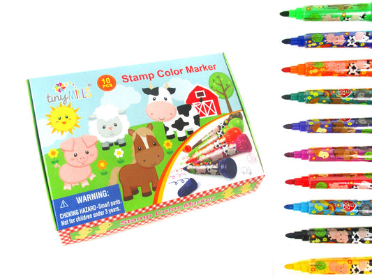 Farm Animals Stamp Marker Set - Set of 10 | Tiny Mills