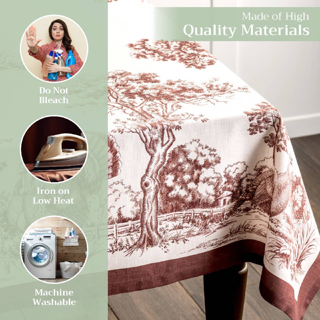 Brown Holy Jouy Cotton Tablecloth (Various Sizes) | Maison d'Hermine