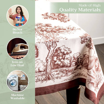 Brown Holy Jouy Cotton Tablecloth (Various Sizes) | Maison d'Hermine