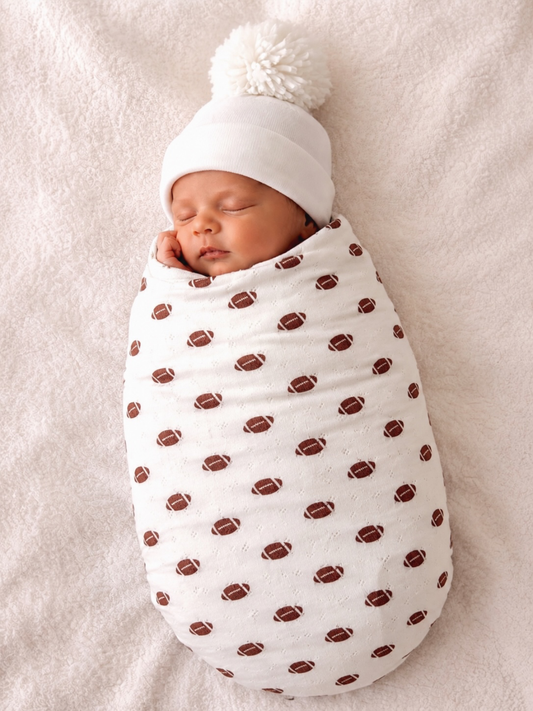 Football Pointelle Swaddle | Siix Collection