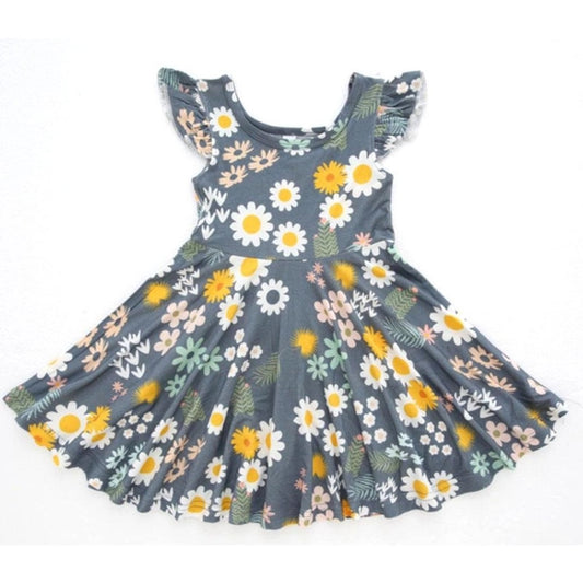 Blue Daisy Bamboo Twirl Dress | Emerson & Friends