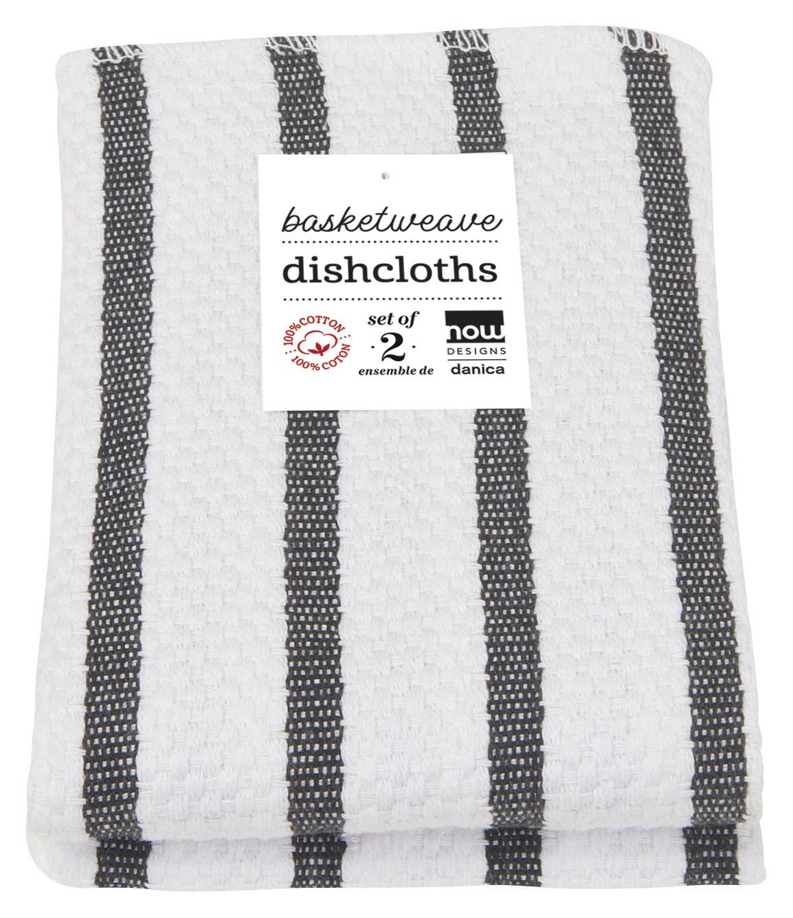 Basketweave Black Dishcloths (Set of 2) | Danica