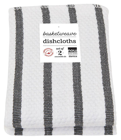 Basketweave Black Dishcloths (Set of 2) | Danica