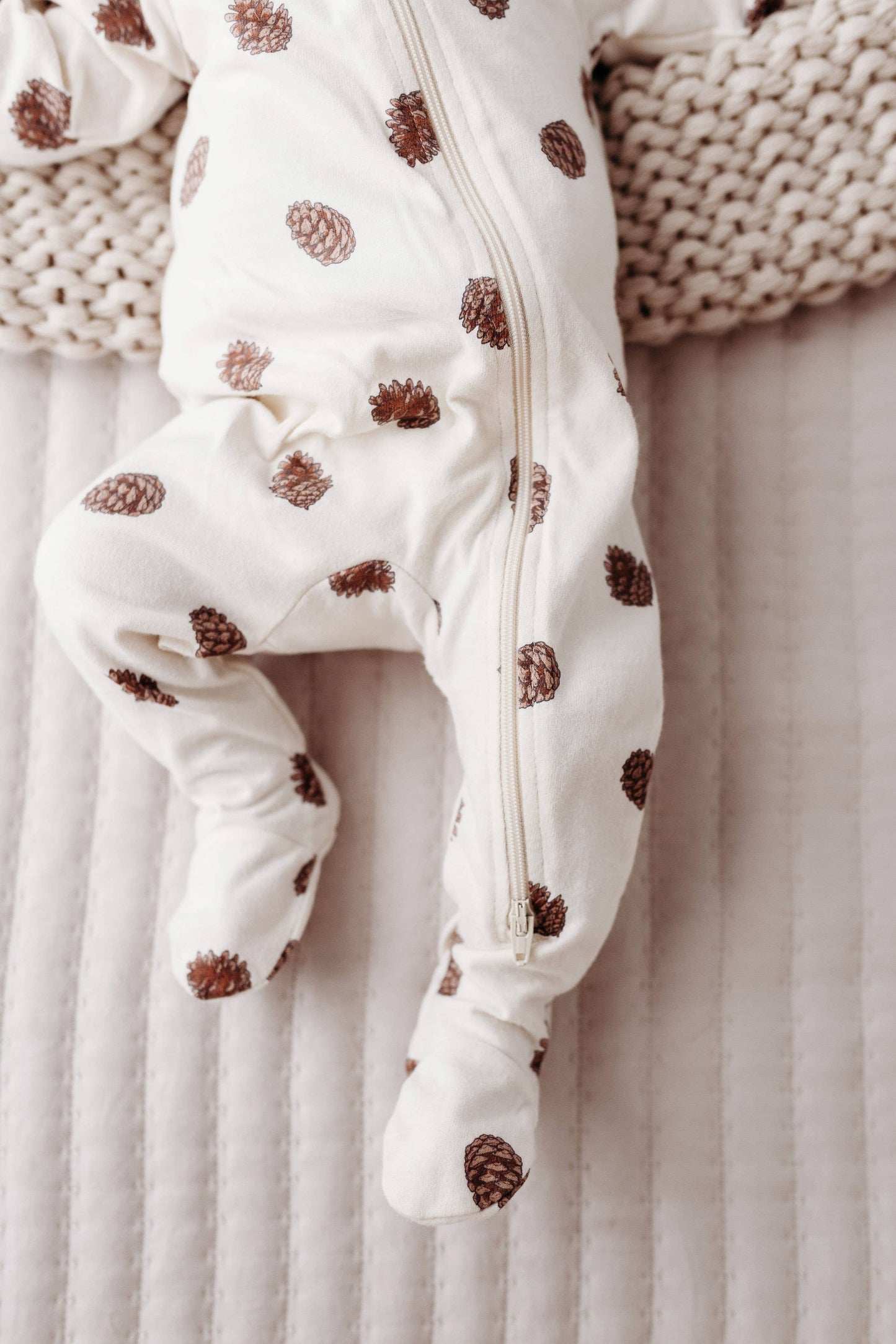 Natural Pinecones Zip Romper | City Mouse Studio