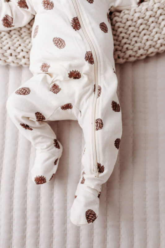 Natural Pinecones Zip Romper | City Mouse Studio