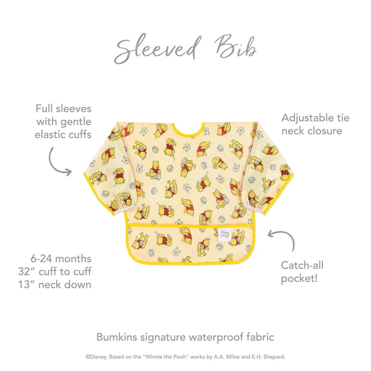 Sleeved Bib: Winnie Loves Hunny | Bumkins