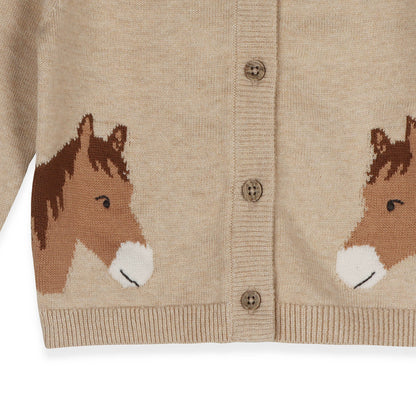 Horse Jacquard Sweater Knit Cardigan | Viverano Organics