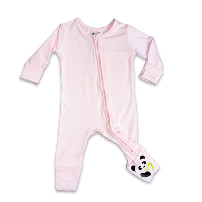 Blush Pink Bamboo Baby Convertible Footie