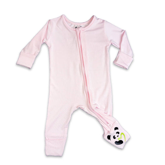 Blush Pink Bamboo Baby Convertible Footie