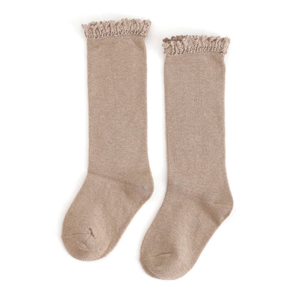 Oat Lace Top Knee High Socks | Little Stocking Co.