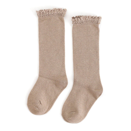 Oat Lace Top Knee High Socks | Little Stocking Co.