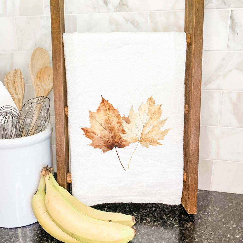 Fall Maple Leaves Flour Sack Towel | Indigo Tangerine