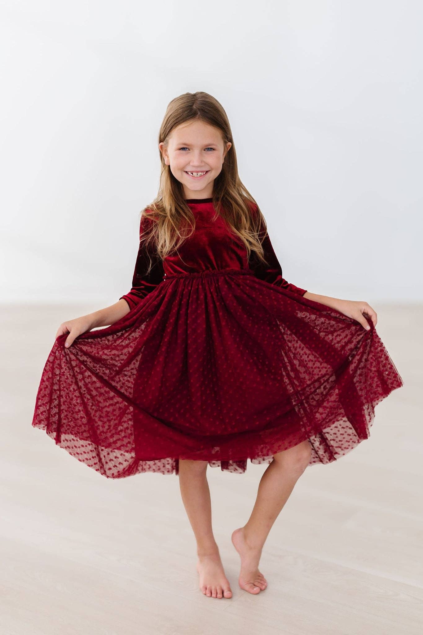 Cranberry Velvet Tutu Dress | Mila & Rose